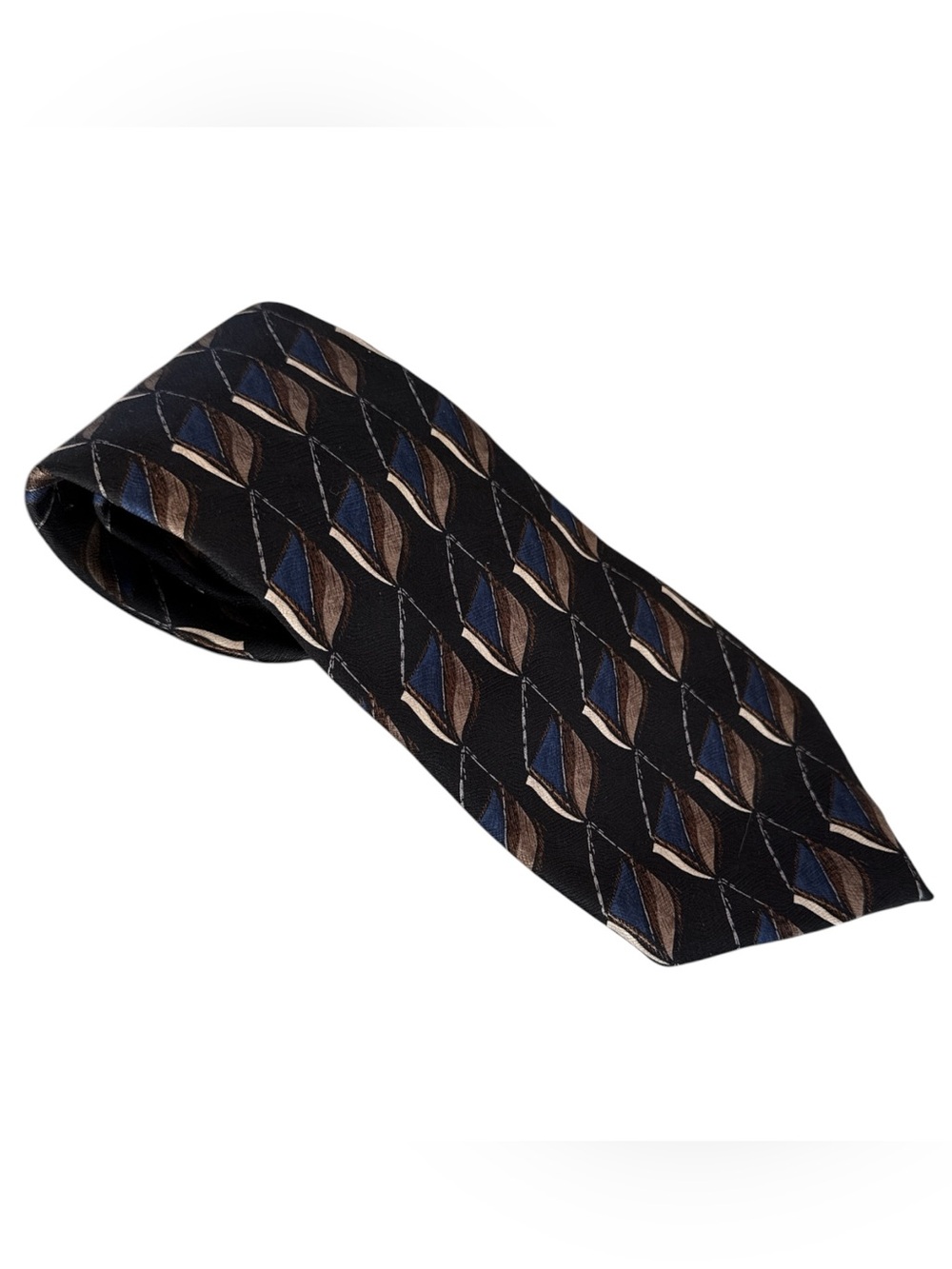 Nordstrom by J.Z. Richards Silk Tie Geometric Blue Brown Black Hand Made USA